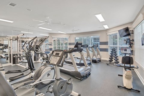 the apartments at masse corner 205 fitness room at Ashford Place Apartment Homes, Flowood, MS, 39232