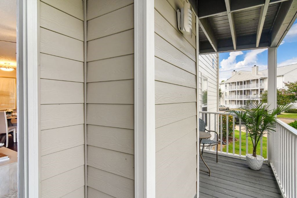 a balcony or terrace at beachfront villa in the rio mar resort at Lakeshore Pointe Apartment Homes, Mississippi