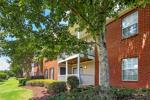 our apartments offer a porch for residents to enjoy the outdoors at Bridgewater Apartment Homes, Brandon, Mississippi