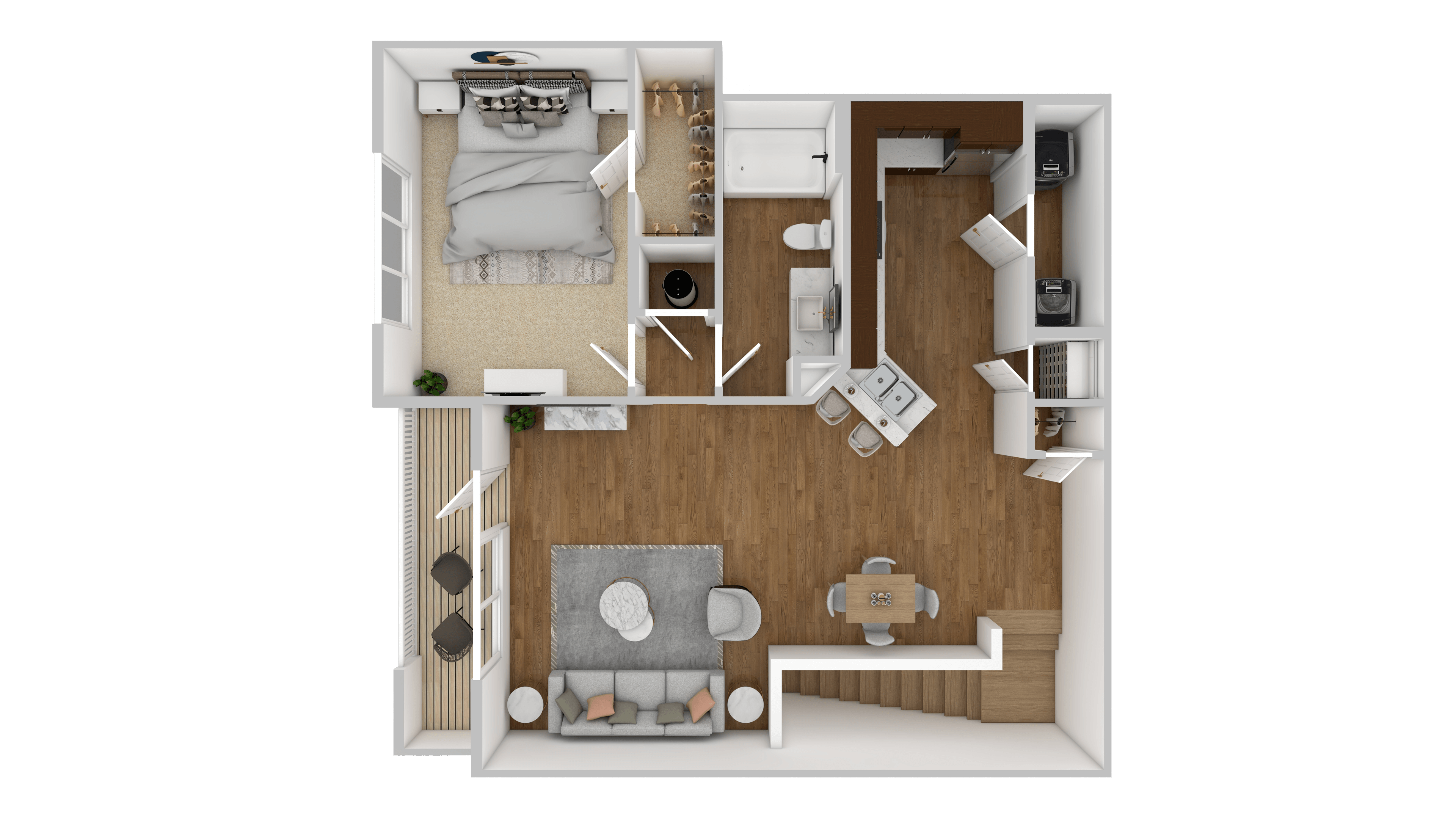 1 Bed, 1 Bath Floorplan at The Retreat Apartment Homes in Williston, ND