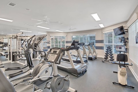the gym at the preserve apartments at Ashford Place Apartment Homes, Flowood, Mississippi