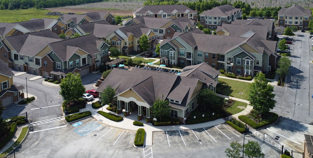 an aerial view of a large neighborhood of homes at Audubon Park Apartment Homes, LA