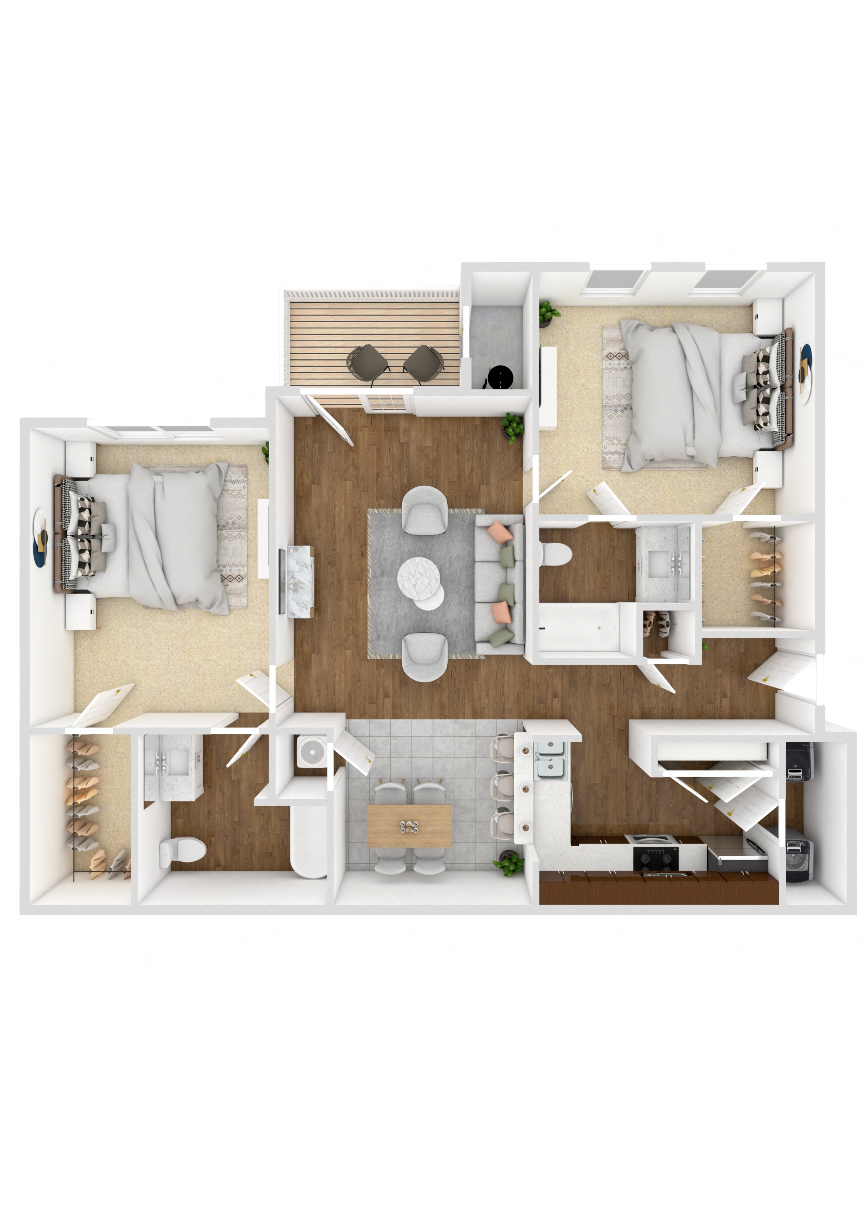 2 Bedroom Floor Plan | 1,192 Sq. Ft. at Landing at Willow Bayou Apartment Homes in Bossier City, LA
