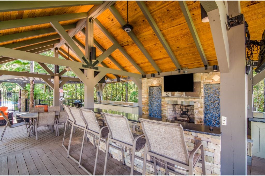 Gazebo with Fireplace and Television at Lagniappe Of Biloxi Apartment Homes, Mississippi