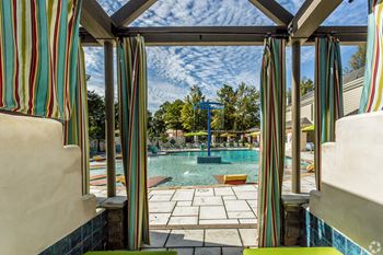 Cabanas with curtains at Quail Ridge Apartment Homes, Tennessee, 38135