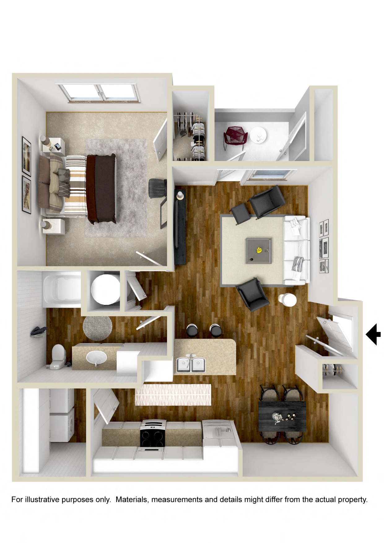 The Sunset | 781 Sq. Ft. at Wellington Grande Apartment Homes, Longview, TX