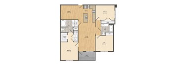 2 bedroom 2 bathroom with den Floor plan at The Met Apartment Homes, Mississippi