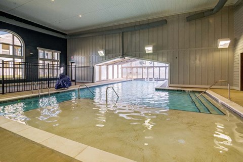 Indoor/outdoor pool at The Retreat Apartments in Williston, ND