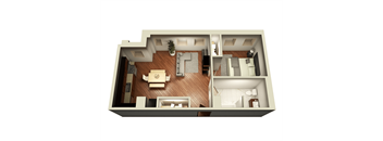 1 Bed 1 Bath 723 sq ft 3D Floor Plan at Somerset Place Apartments, Illinois, 60640