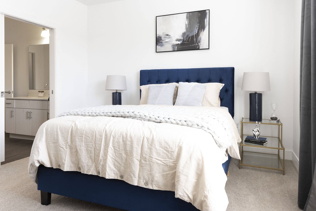 Bedroom with bed at The Whit Apartments, Indianapolis, Indiana