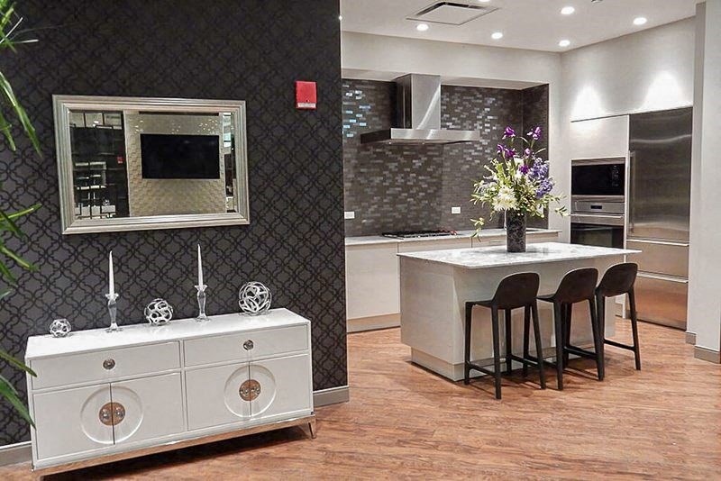 Party Room kitchen at Somerset Place Apartments, Illinois