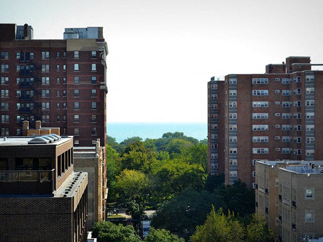 Stunning view from rooftop at Somerset Place Apartments, Chicago, 60640