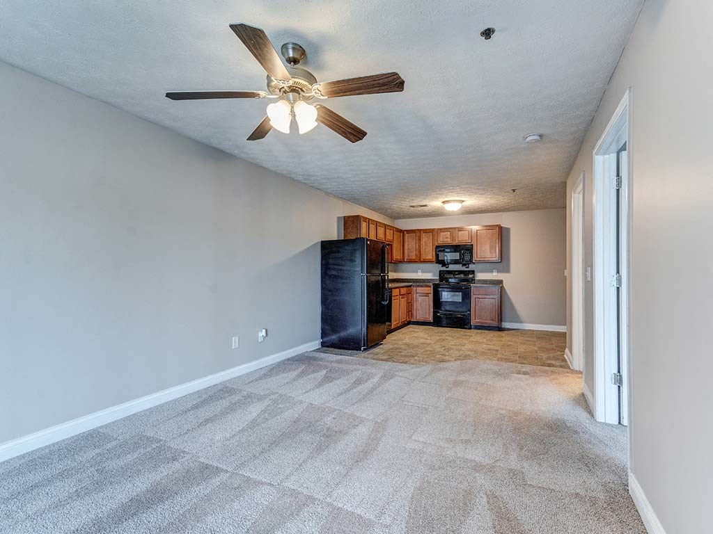 Spacious living room open to kitchen at HUB of New Albany, Indiana, 47150