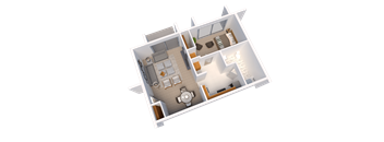 1 Bed 1 Bath 680 Sq.Ft. Floor Plan at Arbor Pointe Townhomes, Battle Creek