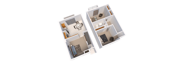 2 Bedroom 1 Bathroom 960 Sq.Ft. Floor Plan at Arbor Pointe Townhomes, Battle Creek, 49037-2040