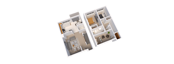 3 Bed 1.5 Bath 1,080 Sq.Ft. Floor Plan at Arbor Pointe Townhomes, Battle Creek, Michigan