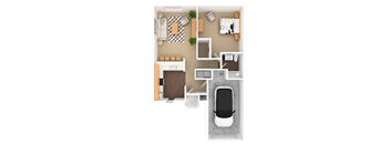 Opal 1 Bedroom 1 Bathroom Duplex, 863 sq. ft., at Barton Farms Apartments and Duplexes in Greenwood, IN 46143