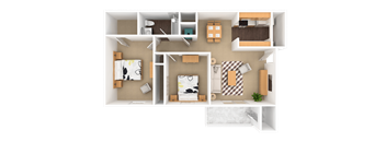 Ruby 2 Bedroom 1 Bathroom, 905 sq. ft., at Barton Farms Apartments and Duplexes in Greenwood, IN 46143