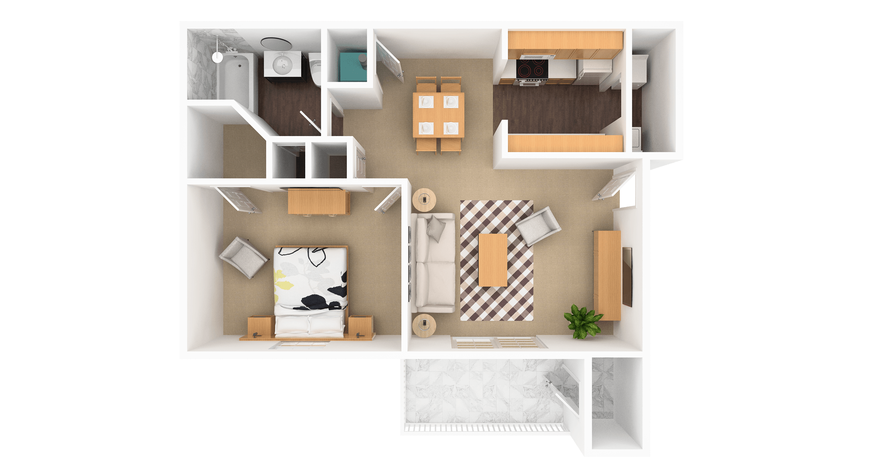 Sapphire 1 Bedroom 1 Bathroom, 685 sq. ft., at Barton Farms in Greenwood, IN 46143