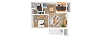 Sapphire 1 Bedroom 1 Bathroom, 730 sq. ft., at Barton Farms in Greenwood, IN 46143