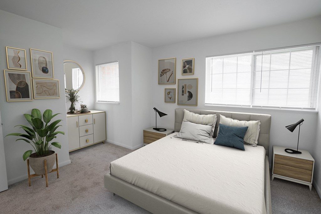 Beautiful Bright Bedroom With Wide Windows at Arbor Pointe Townhomes, Michigan