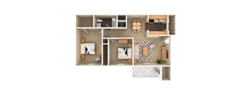 2 Bedroom 1 Bathroom, 899 sq ft, Crane floorplan at Bexley Village, Greenwood, Indiana