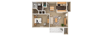 1 Bedroom 1 Bathroom, 680 sq ft, Finch floorplan at Bexley Village, Greenwood, IN, 46143