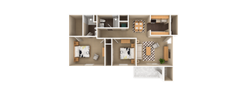 2 Bedroom 2 Bathroom, 987 sq ft, Heron floorplan at Bexley Village, Indiana