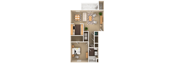 1 Bedroom 1 Bathroom, 744 sq ft, Lark floorplan at Bexley Village, Greenwood, 46143