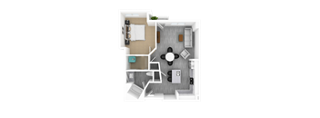 Luxury 1 Bedroom 1 Bathroom, 929 sqft, 3D Floorplan at The Whit in Indianapolis, IN 46204