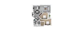 Luxury 2 Bed 2 Bath, 1,436 sqft, 3D Floorplan at The Whit in Indianapolis, IN 46204