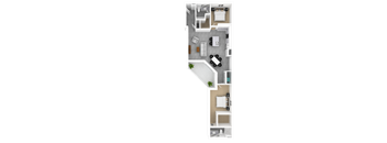 Luxury 2 Bed 2 Bath, 1,431 sqft, 3D Floorplan at The Whit in Indianapolis, IN 46204