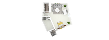 Studio Floor Plan at Olde Towne Apartments, Ohio 45042