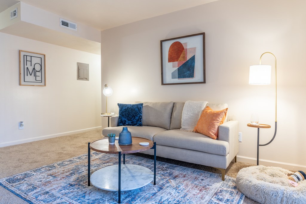 Living Room With Comfortable Sofa at Crestview at Louisville Apartments, Louisville, KY