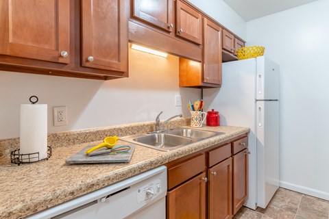 Granite Counter Tops In Kitchen at Crestview at Louisville Apartments, Louisville, KY