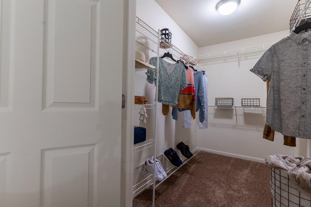 Spacious walk-in closet at Barton Farms in Greenwood, IN 46143