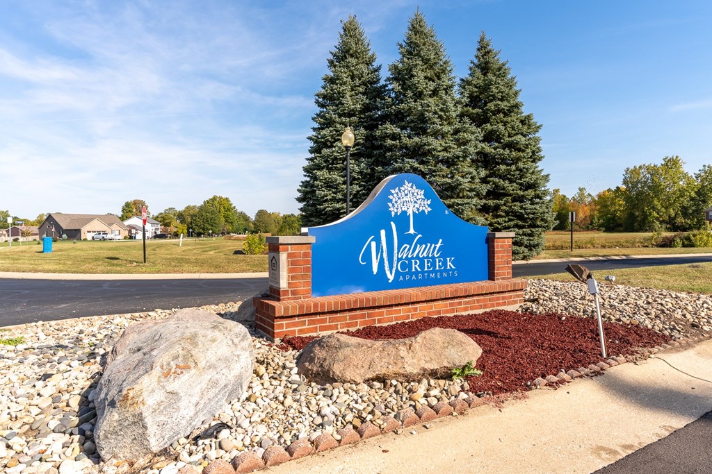 Welcoming Property Signage at Walnut Creek Apartments, Indiana