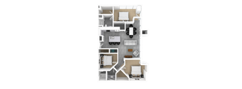 Luxury 3 Bed 2 Bath, 1,748 sqft, 3D Floorplan at The Whit in Indianapolis, IN 46204