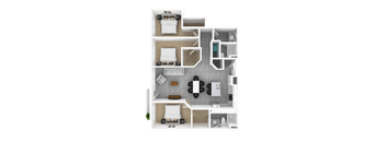 Luxury 3 Bed 2 Bath, 1,675 sqft, 3D Floorplan at The Whit in Indianapolis, IN 46204