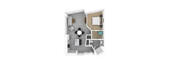 Luxury 1 Bedroom 1 Bathroom, 910 sqft, 3D Floorplan at The Whit in Indianapolis, IN 46204