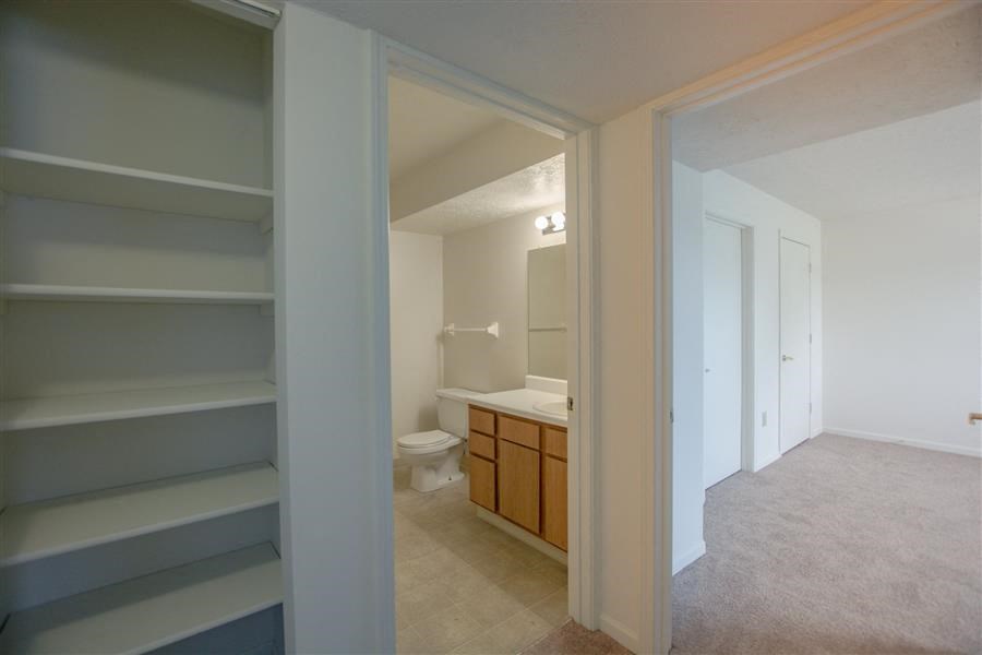 Bathroom View at Creekside Square Apartments, Indianapolis, Indiana