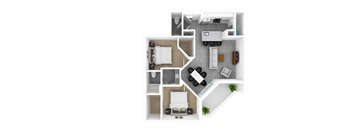 Luxury 2 Bed 1.5 Bath, 1,223 sqft, 3D Floorplan at The Whit in Indianapolis, IN 46204
