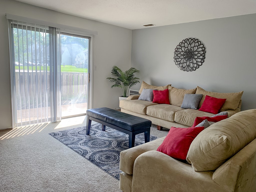 Modern living room at The Lodge Apartments in Indianapolis, IN