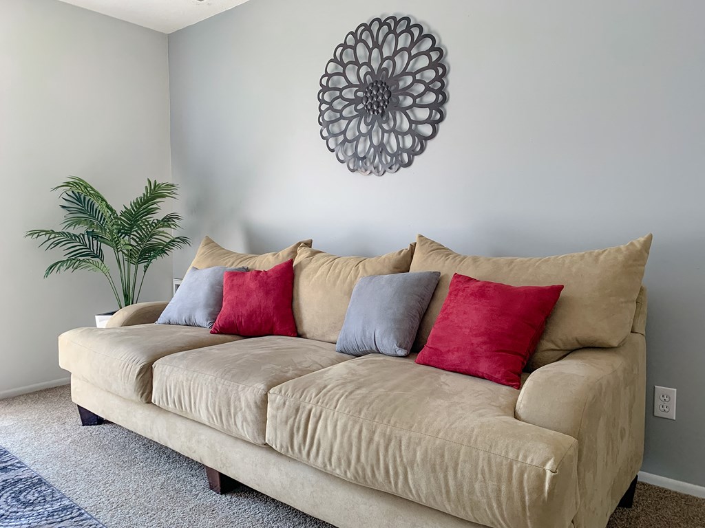 Spacious living room at The Lodge Apartments  in Indianapolis, IN