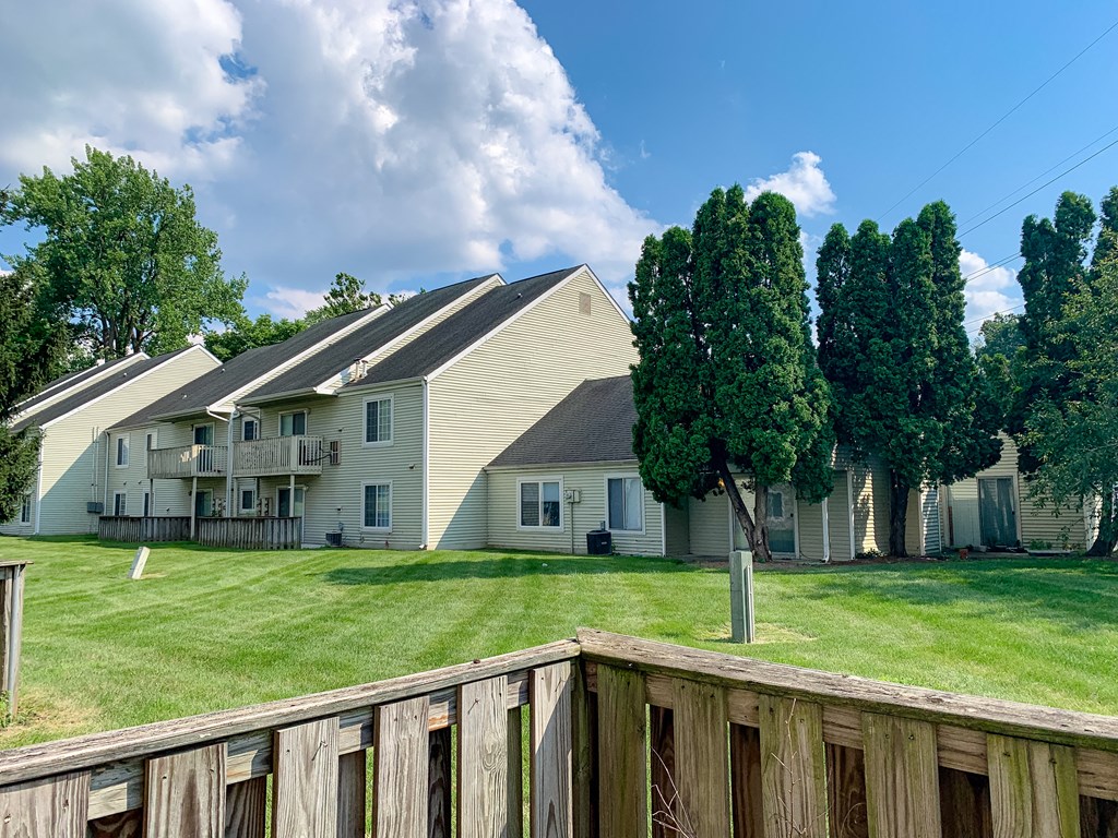 Private patio at The Lodge Apartments in Indianapolis, IN