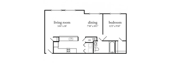 1 bed 1 bath premium Floor Plan at Meadow View Apartments and Townhomes, Springboro, 45066