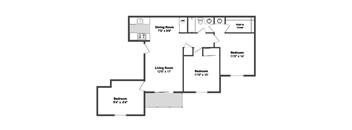 3 Bed Room Floor Plan at Meadow View Apartments and Townhomes, Springboro, OH, 45066