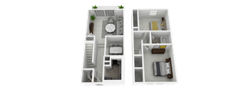 Two Bedroom, One and a Half Bathroom at Olde Towne Apartments in Middletown, OH