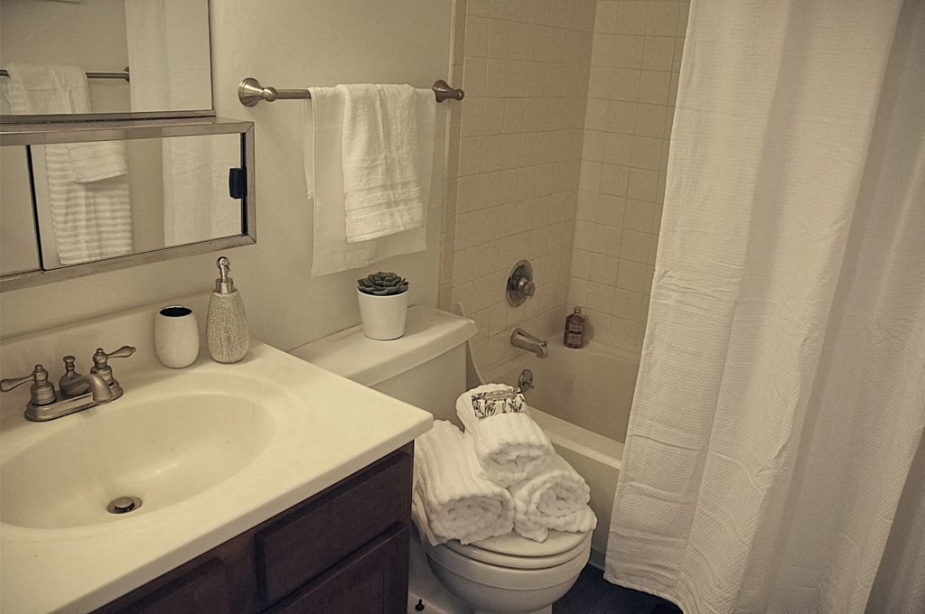 Full Bathroom at Pickwick Farms Apartments, Indianapolis, Indiana