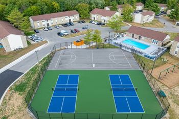 The new pickleball courts at The Court at Sandstone Apartments, Greenwood, Indiana